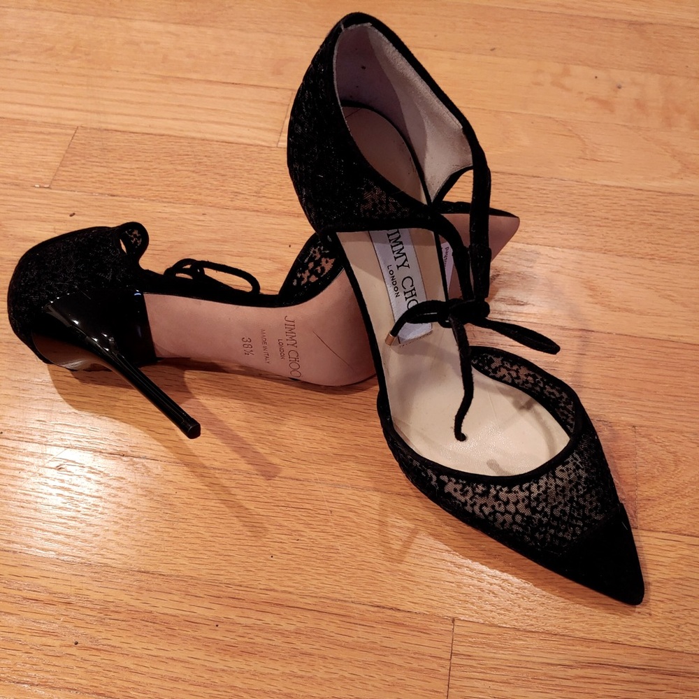 Jimmy Choo Vince D’Orsay mesh tie pump size 38.5